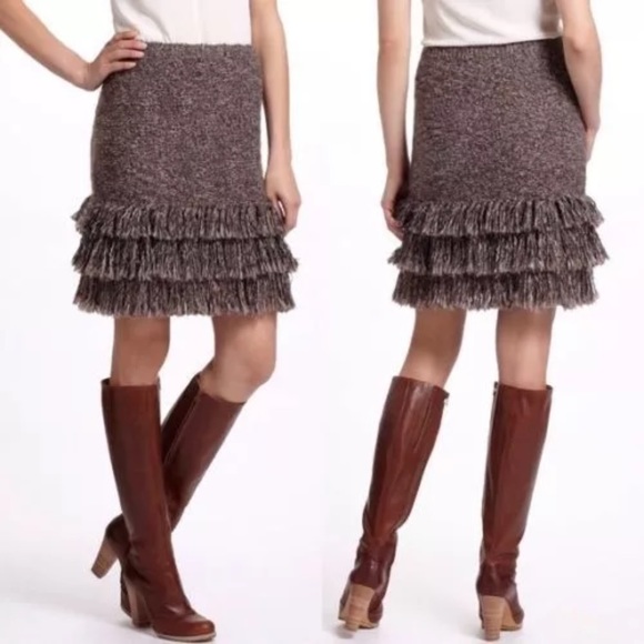 Anthropologie Dresses & Skirts - Anthropologie Sparrow Sweater Skirt Fringe Small